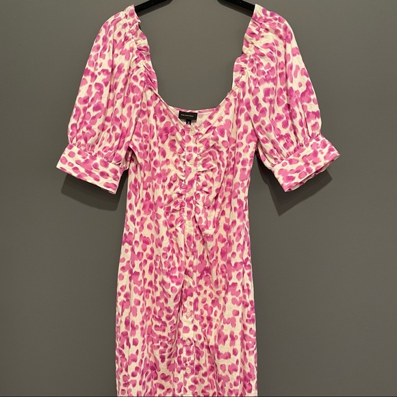 Who What Wear Linen Blend Leopard Midi Dress Size Small - Picture 2 of 13